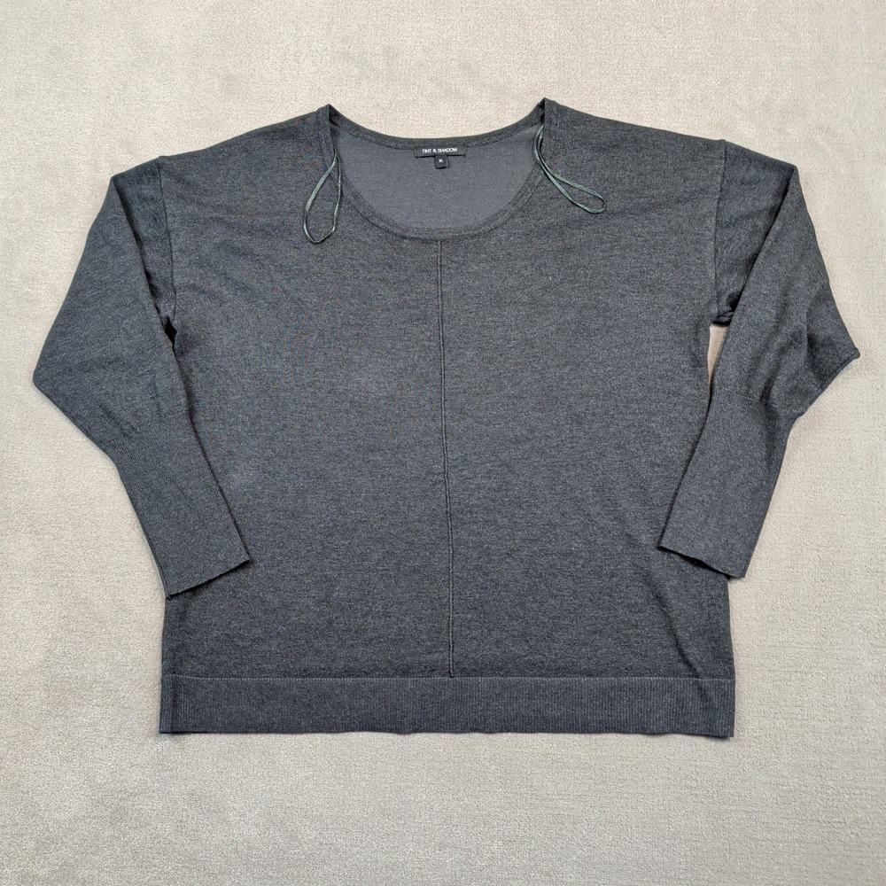 Tint & Shadow Minimalist Scoop Neck Sweater XL Grey Lightweight Knit Oversized